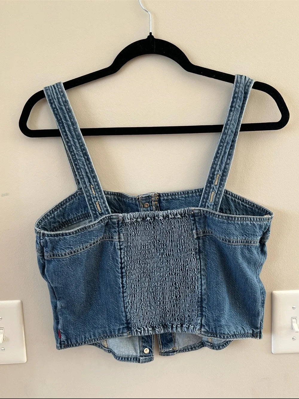 Levi's Blue Denim Button-Front Crop Top - Picture 4 of 4
